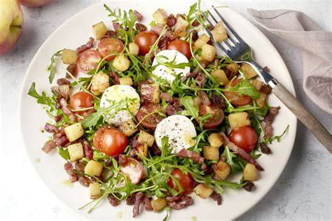 Salade met geitenkaas spek rucola