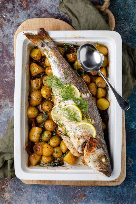 Zeebaars met courgette uit oven