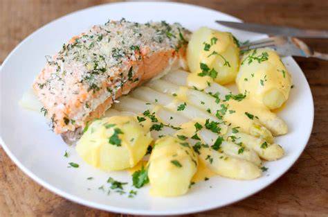 zalm met kruidenkorst asperges