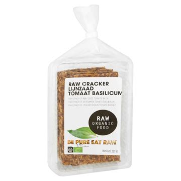Raw crackers met lijnzaad tomaat basilicum