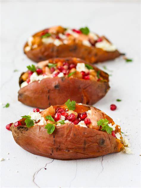 Gepofte zoete aardappel met lactosevrije vulling