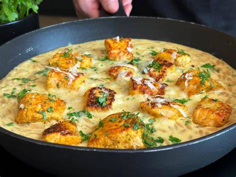 Eenpans-orzo met zalm en tomaten