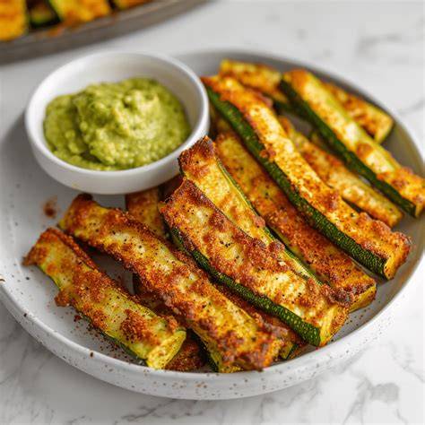 Goudbruine courgette frietjes met amandelmeel