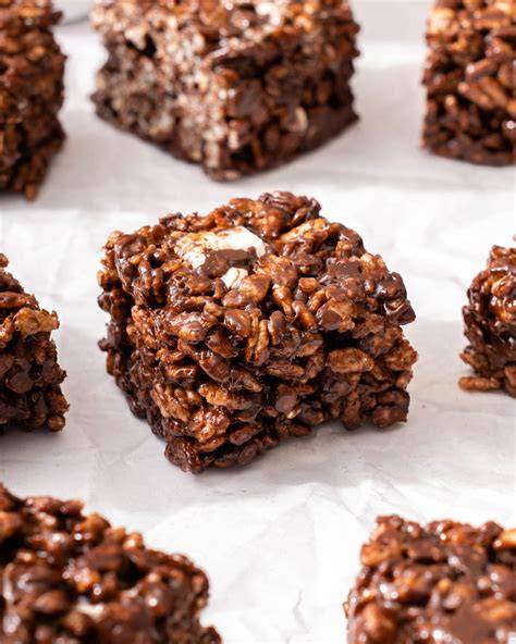 Chocolade Rice Krispie treats vierkantjes