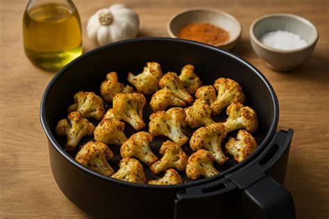 bloemkoolroosjes in airfryer mandje