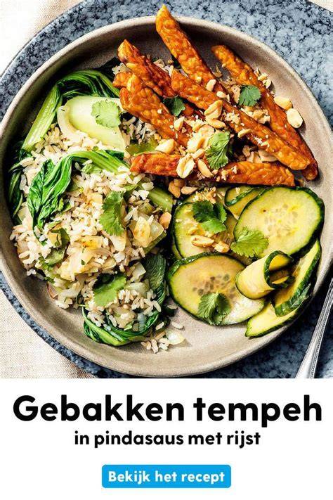 tempeh met rijst groenten en pindasaus
