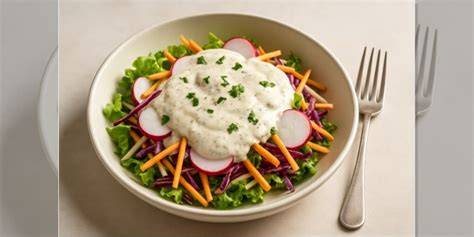 romige yoghurtdressing zonder olie in kom